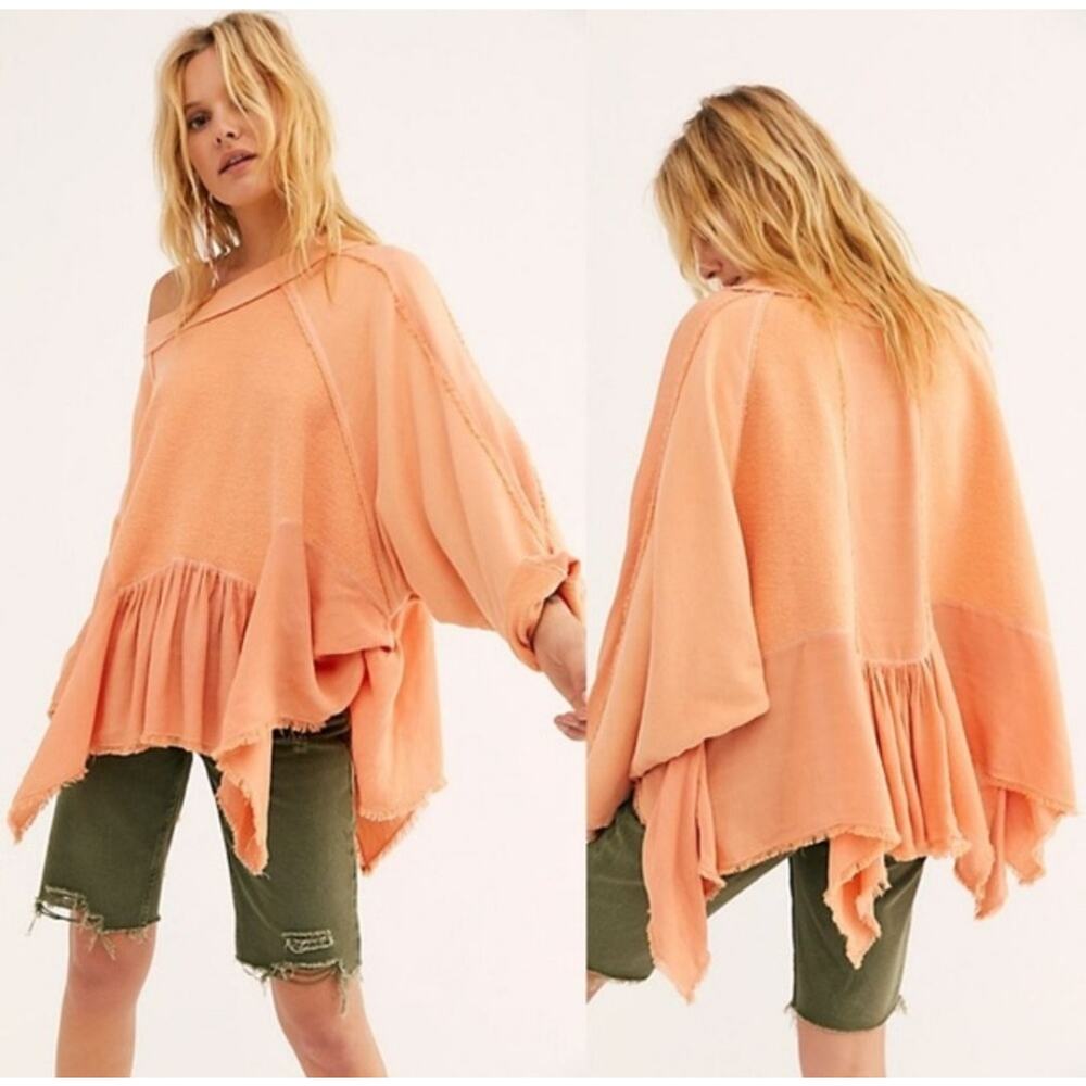 NWT Free People Gold Duster Raw Seamed Pullover Top - Small